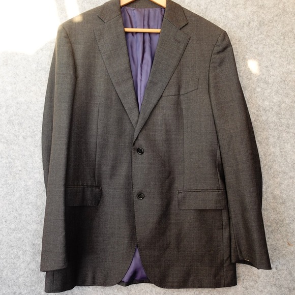 SUITSUPPLY Long Sport Coat Mens 40L Small Charcoal Gray Super 110s Wool Blazer